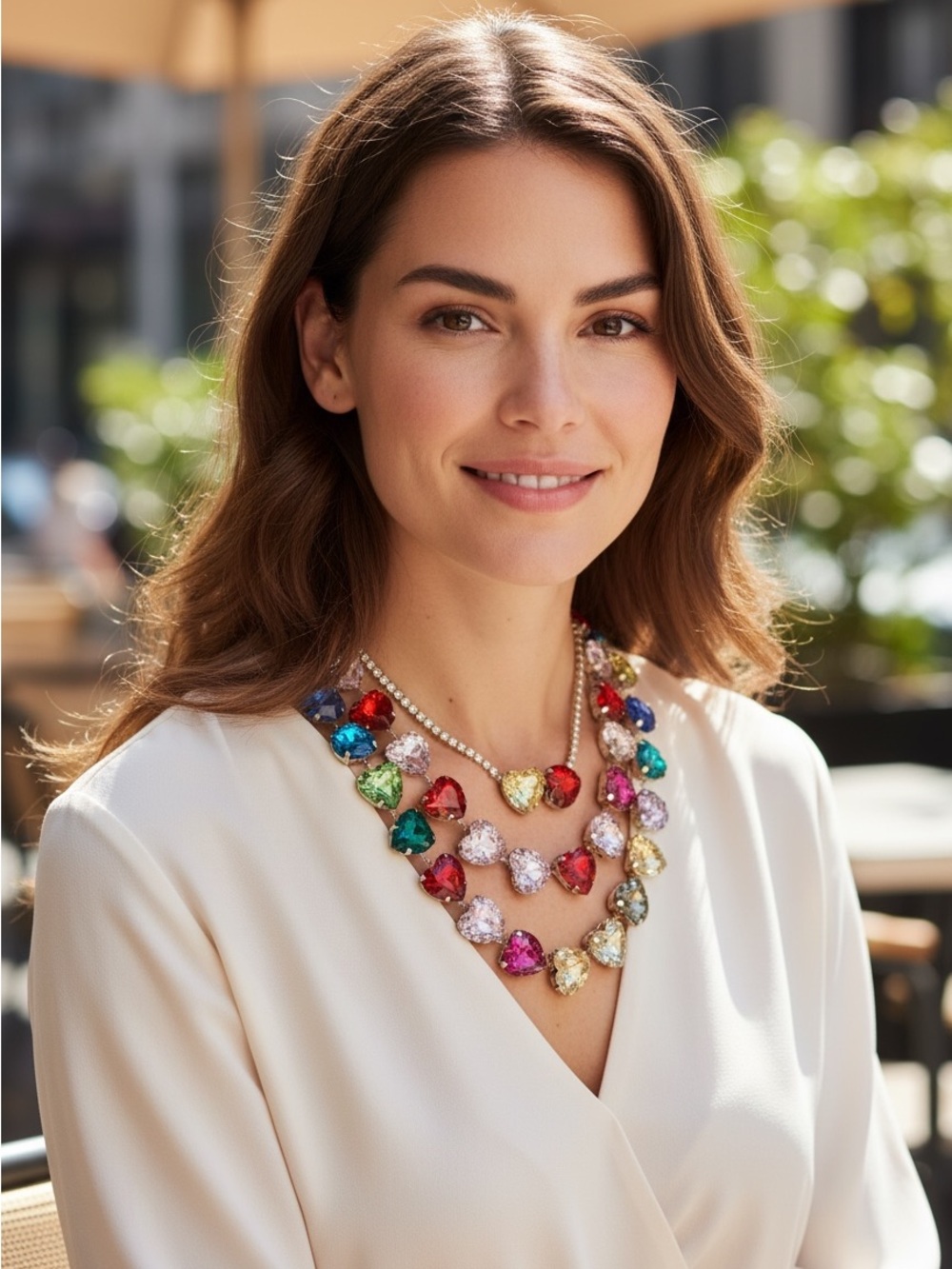Beautiful 4pc Multi Color Heart Necklace Set